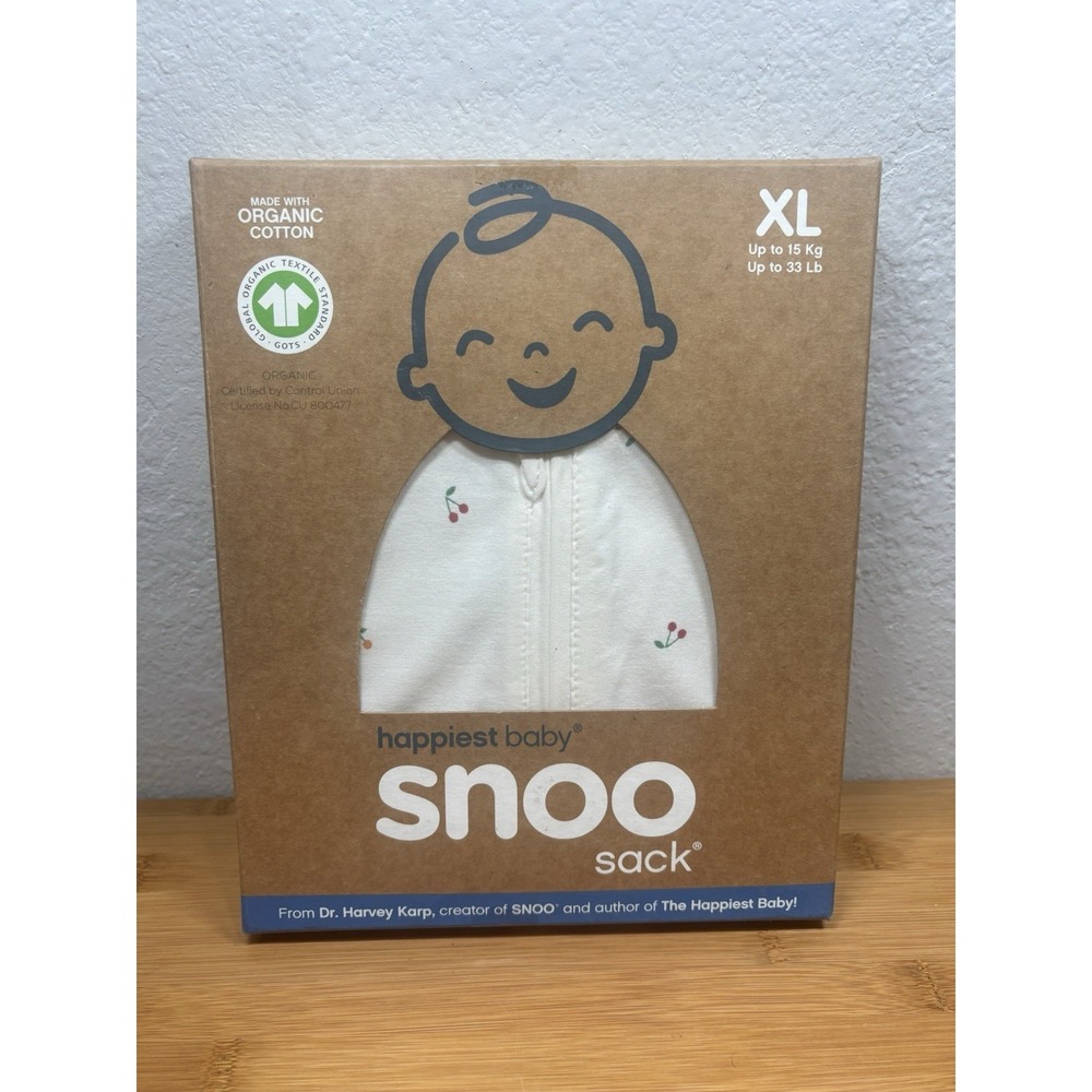 SNOO Comforter Sack NEW Happiest Baby Size XL 26-33 lbs. Organic Cotton-Cherries